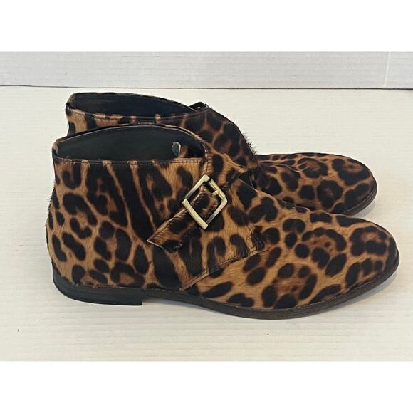 Women's JOHNSTON & MURPHY Pony Hair Cheetah print Ankle Booties Boots Sz 8M - Picture 4 of 9
